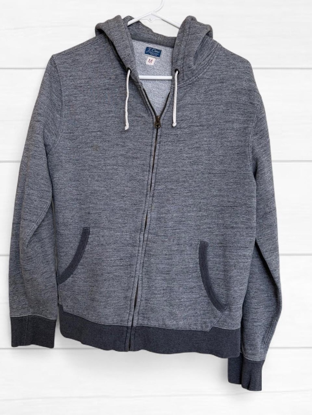 J. Crew Men's Heather Gray Zip-Up Hooded Sweater Medium